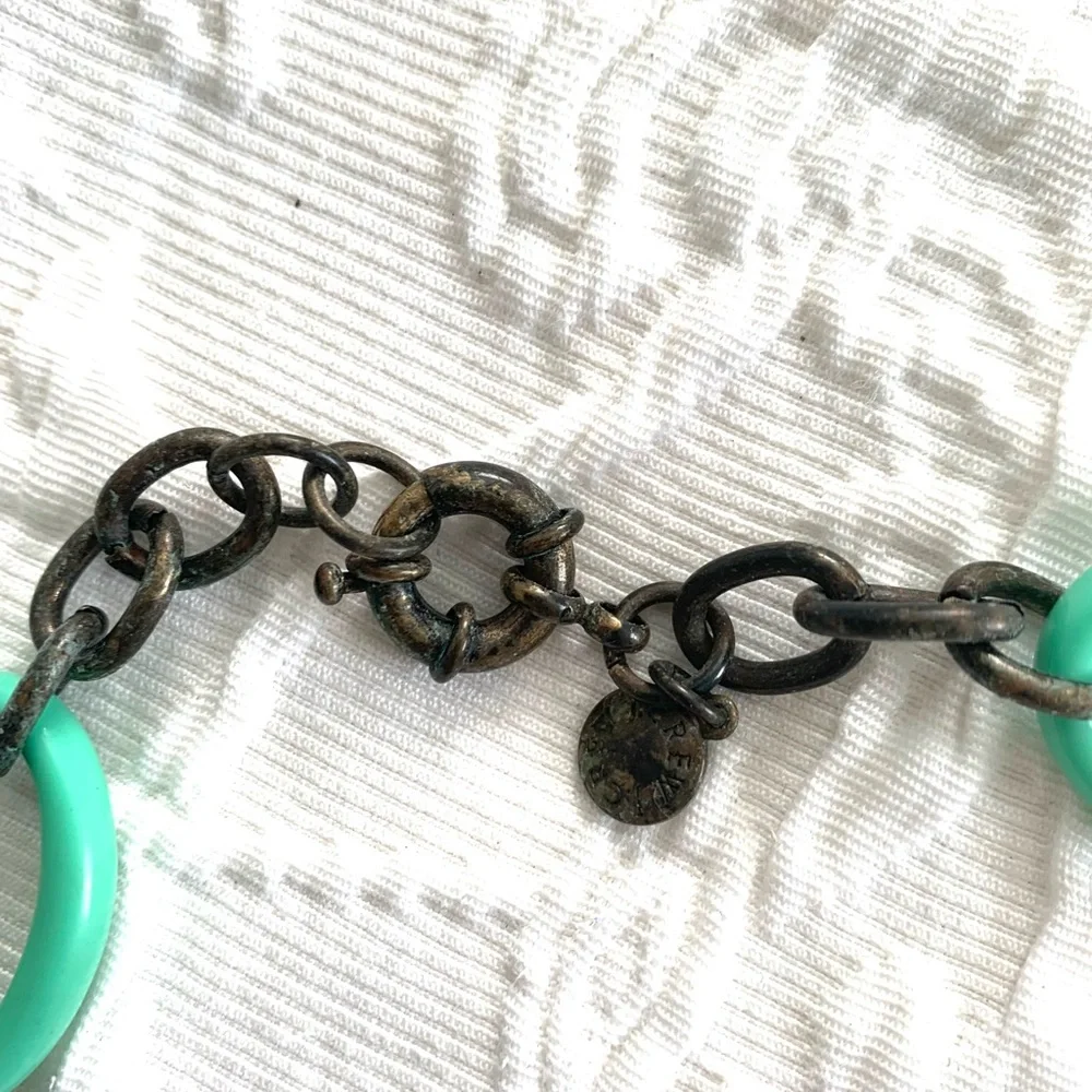 J Crew Necklace Turquoise & Antiques Bronze Tone Link